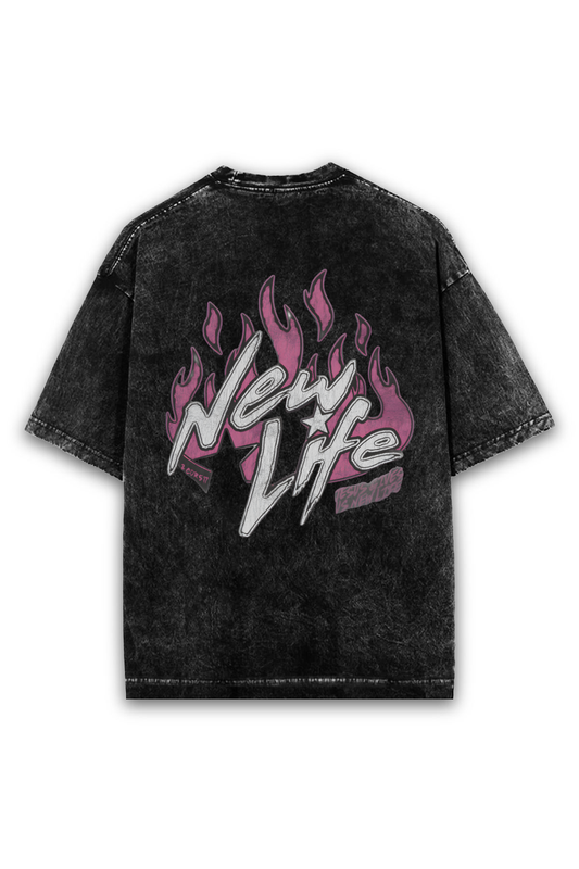 NEW LIFE Graphic Acid Wash Tee