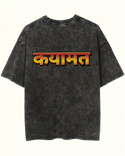 कयामत Graphic Acid Wash Tee